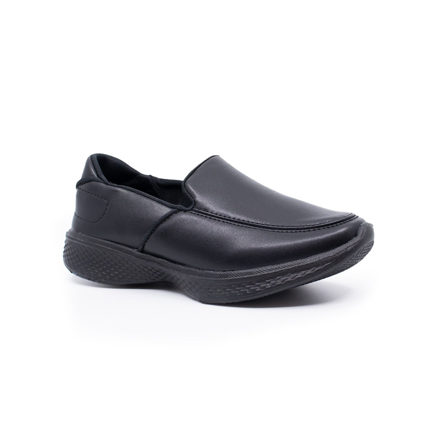 Black Slip On Sports Shoes Leather Finishing