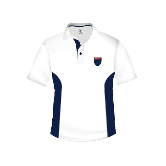 White with Navy Sports Short Sleeve T-shirt
