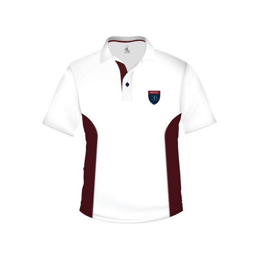 White with Maroon Short Sleeve Sports T-shirt